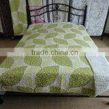 Modern Green Leaf Printed Quilt/bedspread
