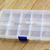 Jewelry Storage Box Plastic Transparent Jewel Cosmetic Stash Case Adjustable 15 Grid