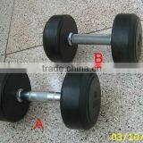High Quality Crossfit Fixed Round Rubber Dumbbell thumbnail-1