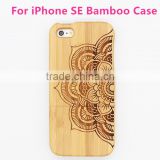 Pretty Mandala Pattern Engraved Bamboo Wood Phone Case for iPhone SE for iPhone 5SE Cover for iPhone 5s Case
