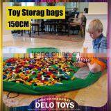 Large 60" Baby Kids Play Floor Mat Toy Storage Bag Organizer Quickly Easily Folds Up, Perfect for Building Blocks DE00019 thumbnail-1
