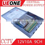 9channels cctv security DC 12v 10 amp power supply for cctv