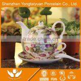 Russian 2016 new flower decal porcelain 4 pc tea pot set