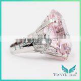 925 Sterling Silver Big Pink Diamond Ring thumbnail-5