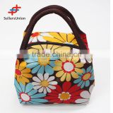 2017 No.1 Yiwu commission agents wanted Flower Pattern Square Lunch Bag