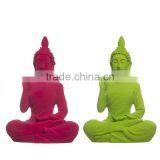 Buddha Sitting Indian Figurine Buddhist Statue Zen Pink Orange Green thumbnail-1