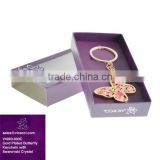 Promotional Item Gold Plated Butterfly Keychain with Swarovski Crystal