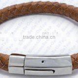 Round Braided Real Leather Bracelet for Man / High Quality Leather Bracelet for Lover thumbnail-4