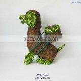 Rattan Dog Outdoor Planter With Moss Decoration thumbnail-1