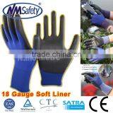 NMSAFETY 18g Navy Nylon pu Gloves Soft Style Work Hand Gloves Flexible thumbnail-1