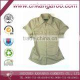 Ladies' 100% Cotton Casual Short Sleeve Shirts With 2 Chest Pocket thumbnail-1