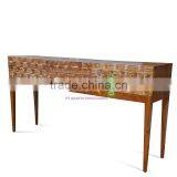 Furniture Console Table Art Deco Style Teak Wood White Wash Color thumbnail-2