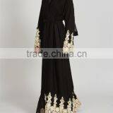 Dubai Clothing OEM Beautiful Lace Detailing Pop up Buttons Cream Lace Open Jacket Abaya thumbnail-1