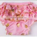 Chinese Product and Low Price Wholesale Gold Polka Dot Ruffle Baby Bloomer for 6months to 4years Baby Kids thumbnail-5