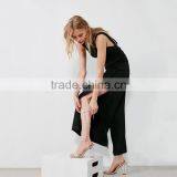 HAODUOYI Sexy Women Wide Leg Jumpsuit Cross Split Backless Ladies Pants Hollow Out Round Neck Sleeveless Jumpsuit for Wholesale thumbnail-5