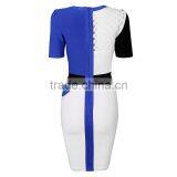 Blue And White Hollow Out Meshes Mid Sleeve Tight Sexy HL Bandage Dress thumbnail-4