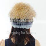 CX-C-244C Ladies Fashion In Stock Hats Rex Rabbit Fur And Sliver Fox Fur Hat Cap thumbnail-3