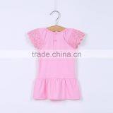 MGOO Popular Cotton Soft Latest Kids Dress Little Girl Crochet Lace Sleeves Pink Pattern Cotton Dress CS008 thumbnail-4