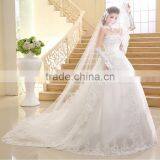 Strapless White Gown Korean Style Dropped Lace Wedding Dress Patterns thumbnail-1