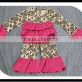 Toddler Girl Open-Seat Pink Ruffles Romper Baby Flower Bow Onesie Cotton Ruffles Ropa Para Bebey thumbnail-5