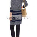 Newly Arrival Thick Black Strips Pattern Cardigan Knitwear for Women With Button Fastening and Two Waist Pockets thumbnail-3