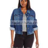 High Quality Hot Sale OEM Service Women's Plus-Size Gray Denim Jacket/Blazer thumbnail-5