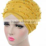 New Pearl Gypsophila Net Headdress Hooded Hat Long Tail Hat Hat Muslim Hat thumbnail-4