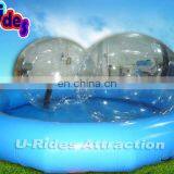 Single Tube Round Inflatable Swimming Pool With Blue Color