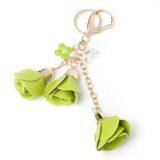 Fashion Leather Rose Tassel Metal Keyring Handbag Pendant Promotional Keychain Bag Charms thumbnail-2