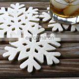 5mm Thickness White Snowflake Shape Wool Felt Christmas Coasters for Winter Holiday Decor thumbnail-3