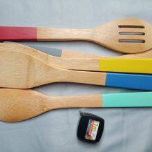 Bamboo Utensil Set With Colorful Handle Wholesale Colorful Bamboo Cooking Spatula Set thumbnail-4
