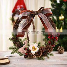 2022 Christmas Wreath New Design Decorative Christmas Garlands & Wreaths Elk Santa Claus For Christmas Door Decoration thumbnail-4