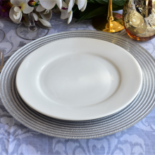 Classical Cheap 13 Inches Silver Rimmed Glass Under Plates Wedding Decorative Charger Plates thumbnail-5