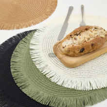 Hand Woven Round Decorative Paper Place Mats Table Mats for Dining Table thumbnail-4