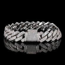 Row Full Diamond Bubble Cuban Bracelet 10/13/18/20/22MM CZ Stone Iced Out Hip Hop Jewelry Cuban Bracelet Women Men thumbnail-1