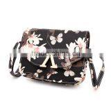 Korean Stlye Flower Butterfly Printing Fashion Big Capacity Blue Womens Designer Bags Ladies PU Leather Hobo Shoulder Bags thumbnail-2