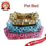English Letter Patter Nylon Fabric Dog Bed, Cat Bed With Detachable Cushion thumbnail-1
