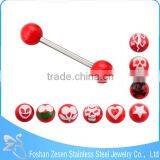 316L Barbell UV Glitter Bioplast Tongue Rings Body Piercing thumbnail-5