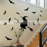 ALFOREVER Halloween Witch Fly Around Bats Vinyl Sticker,witch Wall Decals thumbnail-5