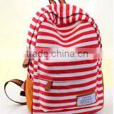 Fashion Simple Strip for Canvas Backpack Navy Blue Shoulder Bag thumbnail-2
