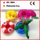 Coconut tree shape/flamingo shape/small yellow duck shape inflatable beach cup holder with single hole for promotional