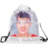China Supplier Hot Sale Digital Print Smiling Cheap Custom Drawstring Bag