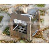 Stainless Steel Camping Wood & Alcohol Stove With Hinge Portable Stove Outdoor With Saucer Wholesale thumbnail-5
