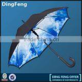 Blue Sky Pattern Double-layer 23" x 8 Ribs Auto-open Straight Wood Umbrella
