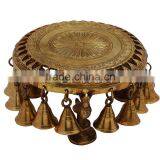 Round Spiritual Decor Chowki With Bells 4"