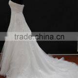 Real Factory Sample! Soft Tulle Drapping Belt With Beading Trim Scoop Neckline A-line Wedding Gown thumbnail-3