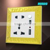 2015 NEW Design British Standard Zinc Alloy10A 250V 5pin MF Socket With 2USB Wall sw thumbnail-1