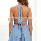 Ladies Design Dresses With Picture Backless Halter New Fashion Ladies Dress thumbnail-5