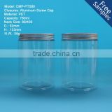 Round clear 780ml plastic PET jars, 26oz Clear PET plastic jar with aluminum cap