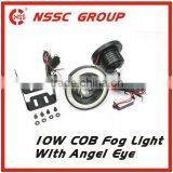HOT!!! NSSC 10W LED COB LED Fog Light With Angel Eye ,Fit Fog Light,colorful Fog Light